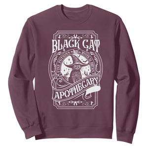 Black Cat Witch Sweatshirt Salem Apothecary Halloween TS09 Maroon Print Your Wear
