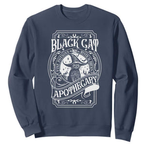 Black Cat Witch Sweatshirt Salem Apothecary Halloween TS09 Navy Print Your Wear