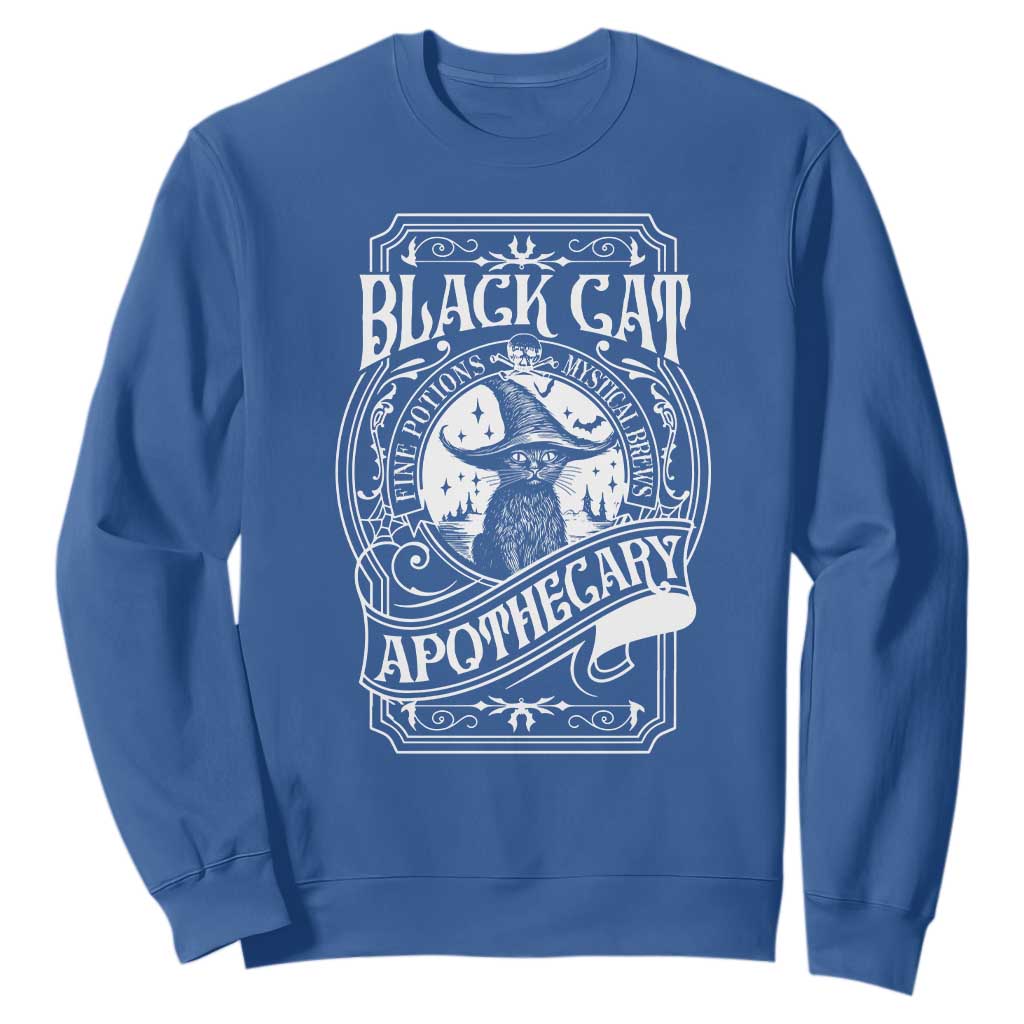 Black Cat Witch Sweatshirt Salem Apothecary Halloween TS09 Royal Blue Print Your Wear