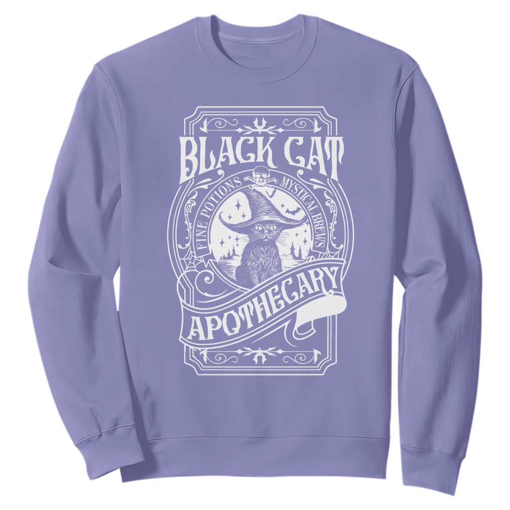 Black Cat Witch Sweatshirt Salem Apothecary Halloween TS09 Violet Print Your Wear