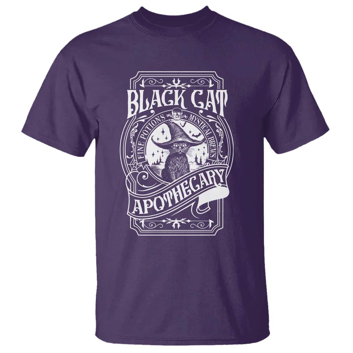 Black Cat Witch T Shirt Salem Apothecary Halloween TS09 Purple Print Your Wear