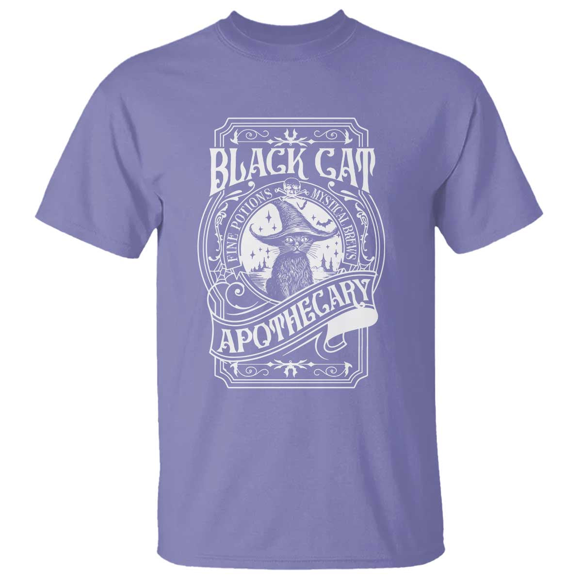 Black Cat Witch T Shirt Salem Apothecary Halloween TS09 Violet Print Your Wear