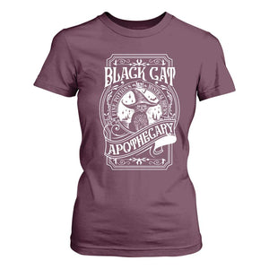 Black Cat Witch T Shirt For Women Salem Apothecary Halloween TS09 Maroon Print Your Wear