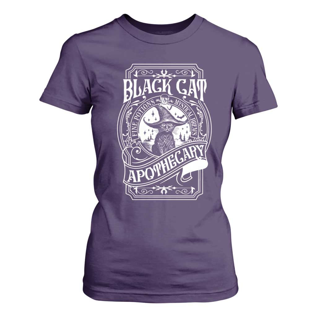 Black Cat Witch T Shirt For Women Salem Apothecary Halloween TS09 Purple Print Your Wear