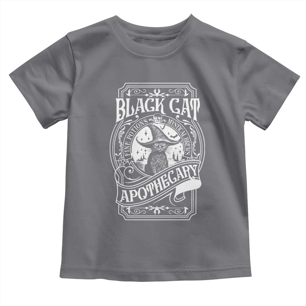 Black Cat Witch Toddler T Shirt Salem Apothecary Halloween TS09 Charcoal Print Your Wear