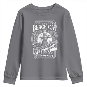 Black Cat Witch Youth Sweatshirt Salem Apothecary Halloween TS09 Charcoal Print Your Wear