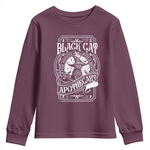 Black Cat Witch Youth Sweatshirt Salem Apothecary Halloween TS09 Maroon Print Your Wear