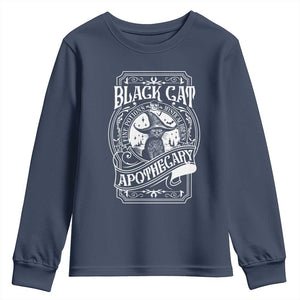 Black Cat Witch Youth Sweatshirt Salem Apothecary Halloween TS09 Navy Print Your Wear