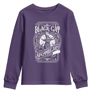 Black Cat Witch Youth Sweatshirt Salem Apothecary Halloween TS09 Purple Print Your Wear