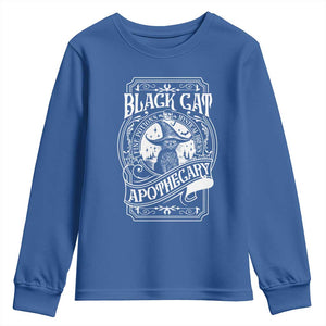 Black Cat Witch Youth Sweatshirt Salem Apothecary Halloween TS09 Royal Blue Print Your Wear