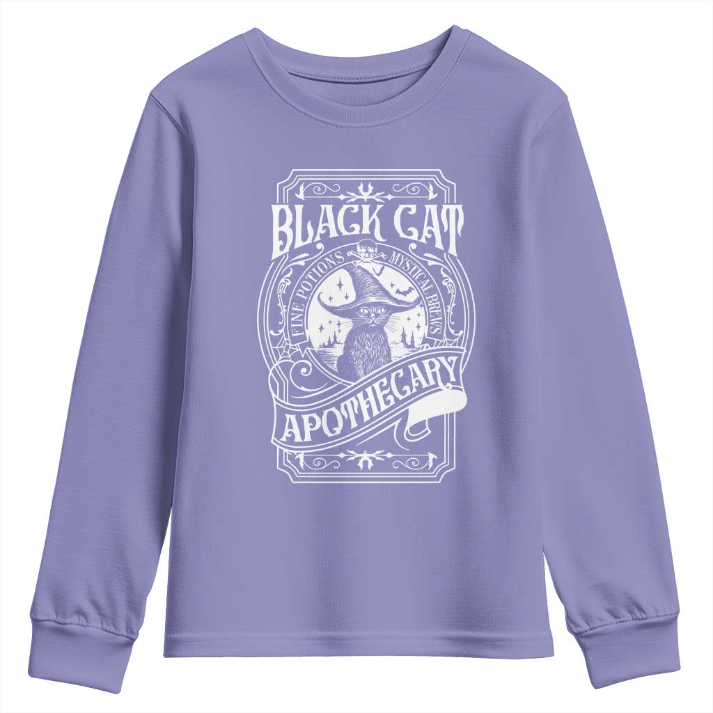 Black Cat Witch Youth Sweatshirt Salem Apothecary Halloween TS09 Violet Print Your Wear