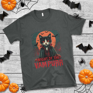 Halloween Vampire Cat T Shirt Night Of The Vampurr TS09 Dark Heather Print Your Wear