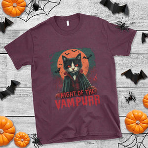 Halloween Vampire Cat T Shirt Night Of The Vampurr TS09 Maroon Print Your Wear
