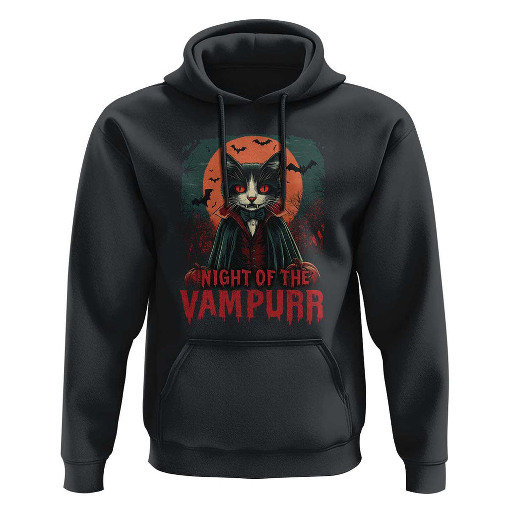 Halloween Vampire Cat Hoodie Night Of The Vampurr TS09 Black Print Your Wear