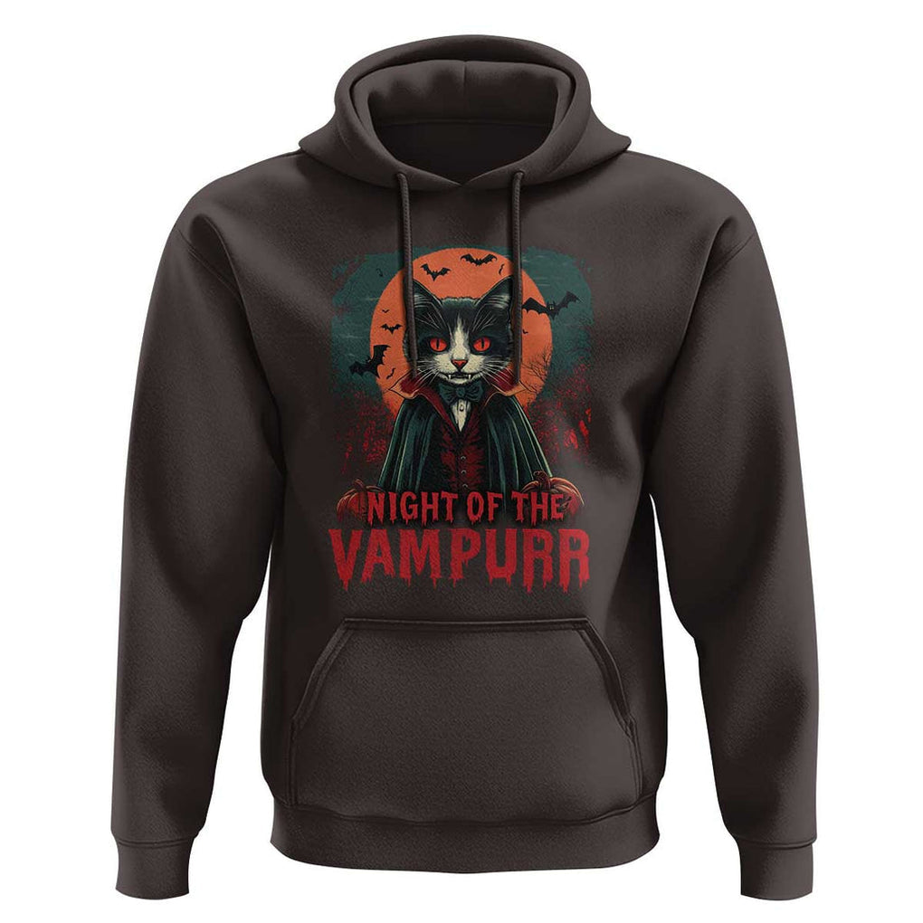 Halloween Vampire Cat Hoodie Night Of The Vampurr TS09 Dark Chocolate Print Your Wear
