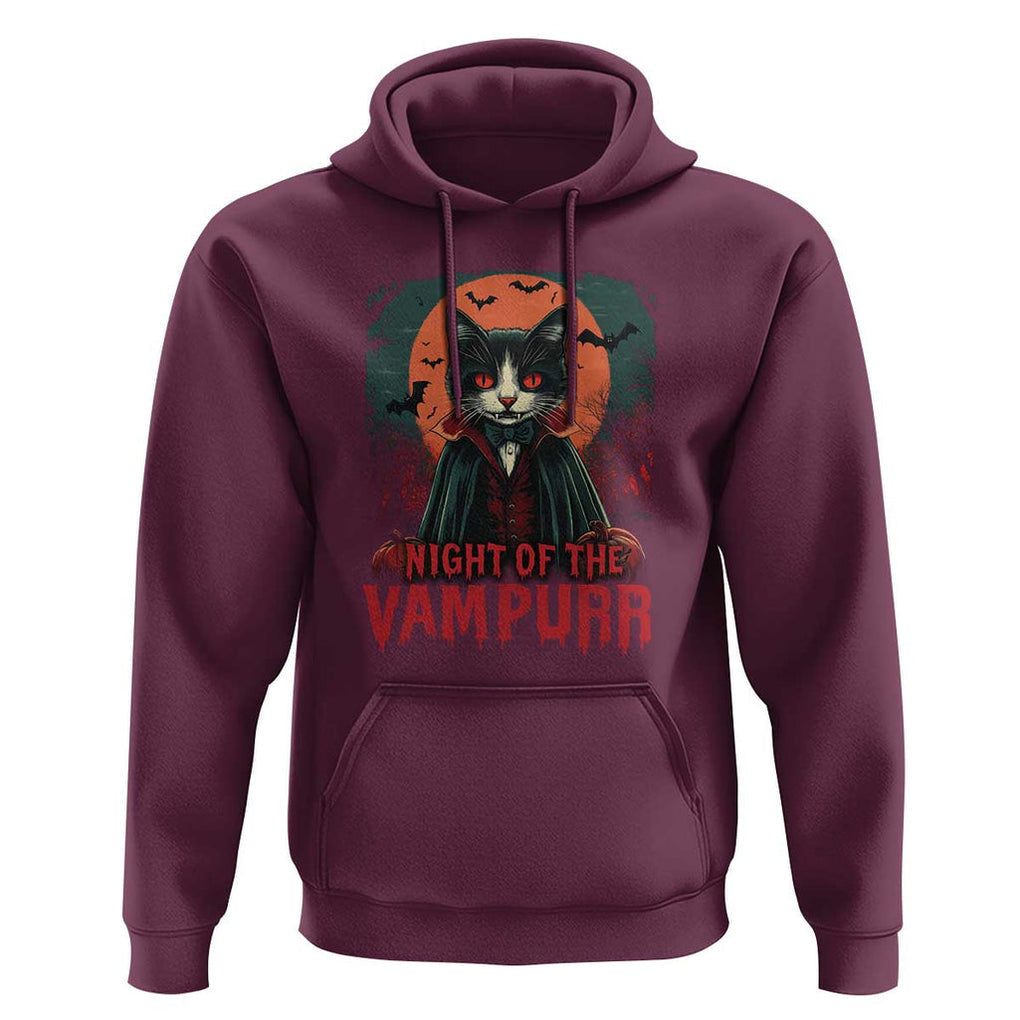 Halloween Vampire Cat Hoodie Night Of The Vampurr TS09 Maroon Print Your Wear