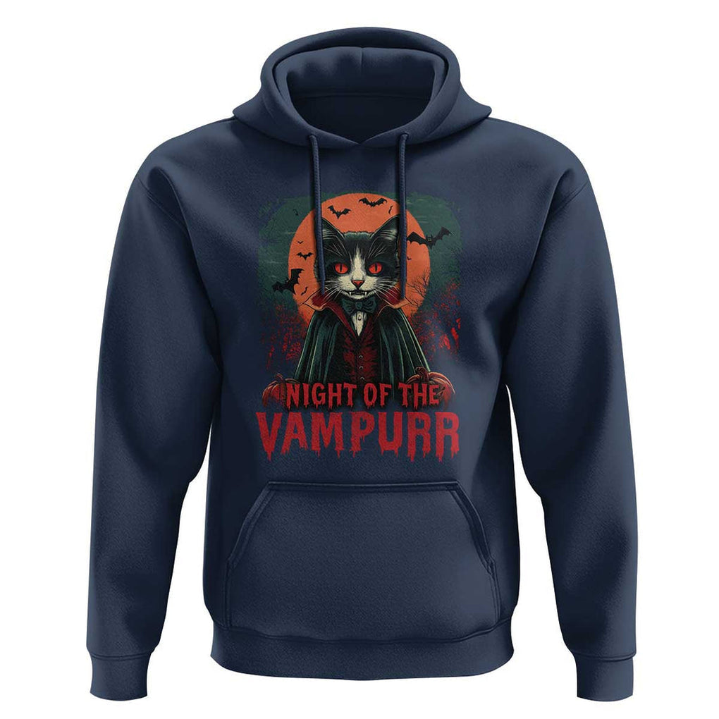 Halloween Vampire Cat Hoodie Night Of The Vampurr TS09 Navy Print Your Wear