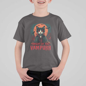 Halloween Vampire Cat T Shirt For Kid Night Of The Vampurr TS09 Dark Chocolate Print Your Wear