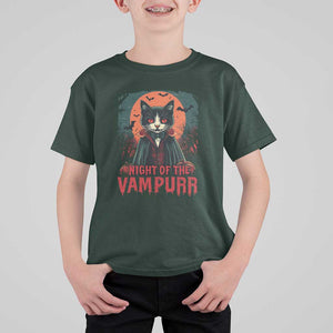 Halloween Vampire Cat T Shirt For Kid Night Of The Vampurr TS09 Dark Forest Green Print Your Wear