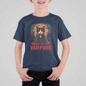 Halloween Vampire Cat T Shirt For Kid Night Of The Vampurr TS09 Navy Print Your Wear