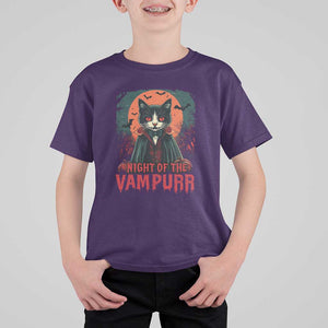 Halloween Vampire Cat T Shirt For Kid Night Of The Vampurr TS09 Purple Print Your Wear