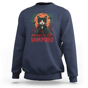 Halloween Vampire Cat Sweatshirt Night Of The Vampurr TS09 Navy Print Your Wear