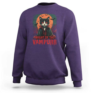 Halloween Vampire Cat Sweatshirt Night Of The Vampurr TS09 Purple Print Your Wear