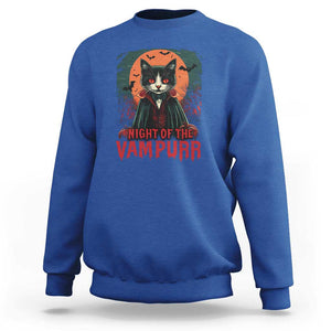 Halloween Vampire Cat Sweatshirt Night Of The Vampurr TS09 Royal Blue Print Your Wear