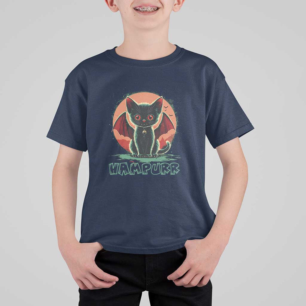 Halloween Vampurr Vampire Cat T Shirt For Kid TS09 Navy Print Your Wear