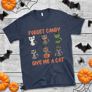 Halloween Cat Lover T Shirt Forget Candy Give Me Cat TS09 Navy Print Your Wear