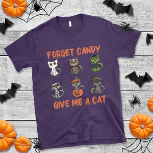Halloween Cat Lover T Shirt Forget Candy Give Me Cat TS09 Purple Print Your Wear