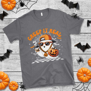 Funny Halloween Hip Hop T Shirt Creep It Real Gangster Ghost TS09 Charcoal Print Your Wear