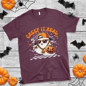 Funny Halloween Hip Hop T Shirt Creep It Real Gangster Ghost TS09 Maroon Print Your Wear