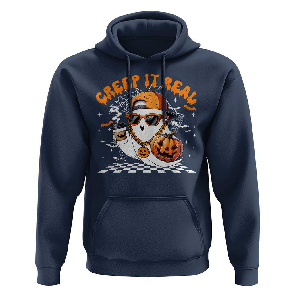 Funny Halloween Hip Hop Hoodie Creep It Real Gangster Ghost TS09 Navy Print Your Wear