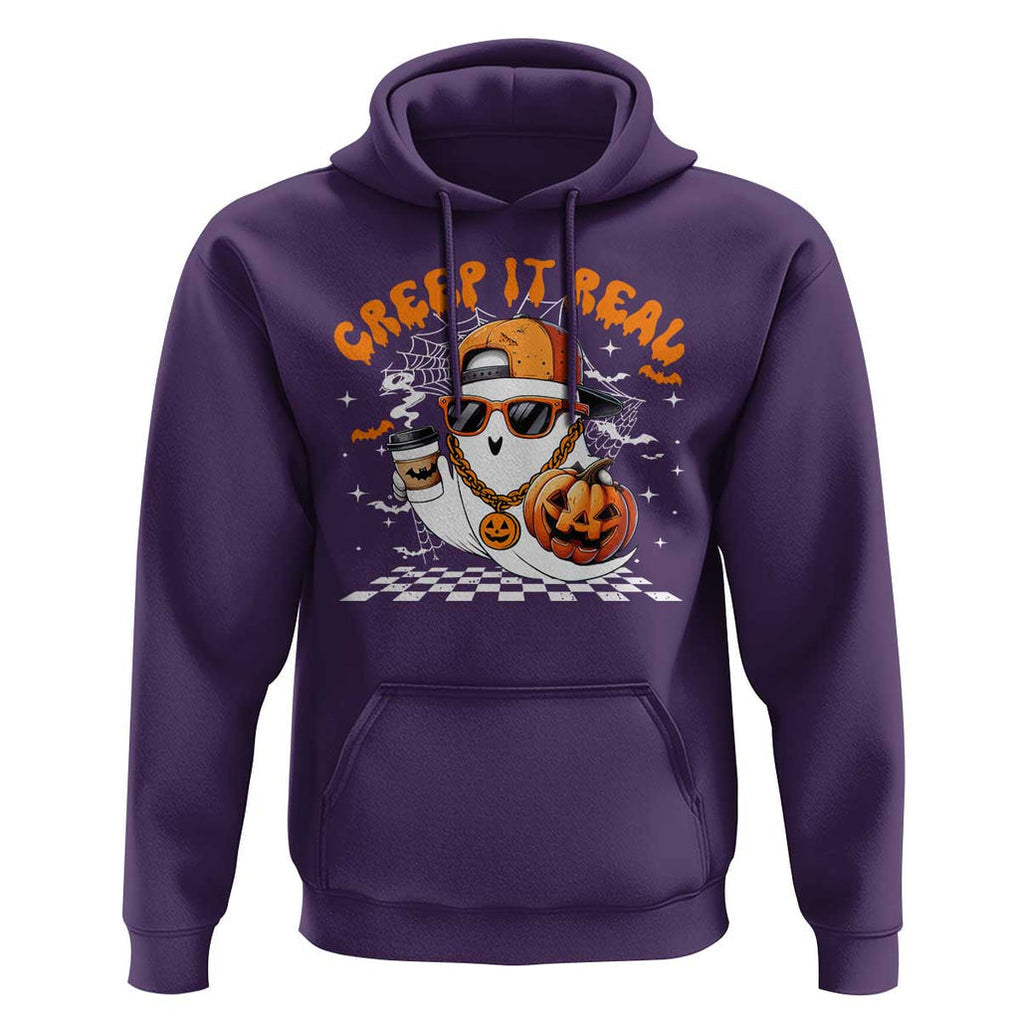 Funny Halloween Hip Hop Hoodie Creep It Real Gangster Ghost TS09 Purple Print Your Wear
