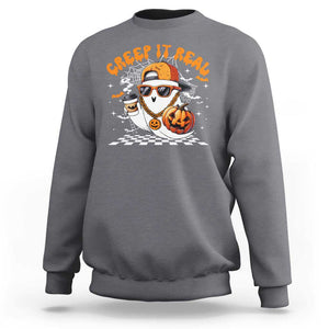Funny Halloween Hip Hop Sweatshirt Creep It Real Gangster Ghost TS09 Charcoal Print Your Wear