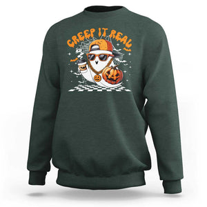 Funny Halloween Hip Hop Sweatshirt Creep It Real Gangster Ghost TS09 Dark Forest Green Print Your Wear