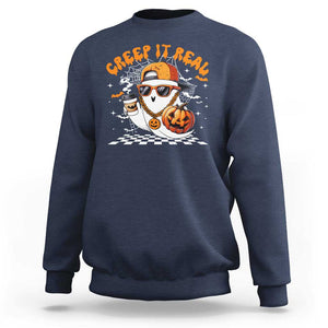 Funny Halloween Hip Hop Sweatshirt Creep It Real Gangster Ghost TS09 Navy Print Your Wear