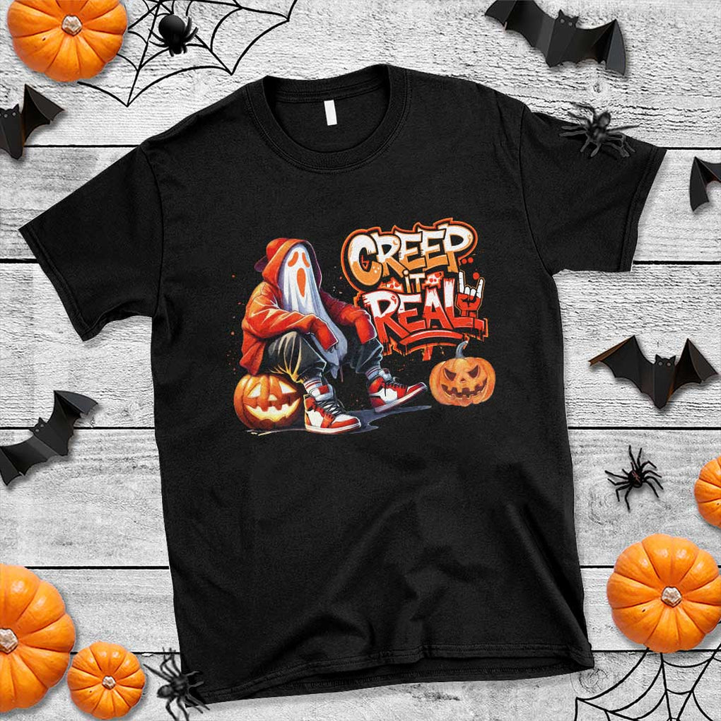 Funny Halloween Hip Hop T Shirt Creep It Real Cool Ghost Old School TS09 Black Print Your Wear