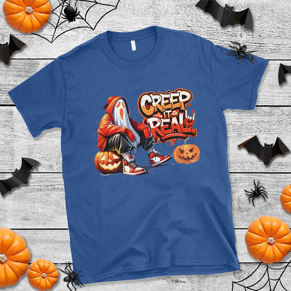 Funny Halloween Hip Hop T Shirt Creep It Real Cool Ghost Old School TS09 Royal Blue Print Your Wear