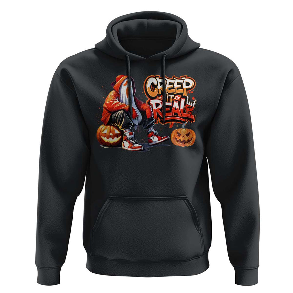 Funny Halloween Hip Hop Hoodie Creep It Real Cool Ghost Old School TS09 Black Print Your Wear