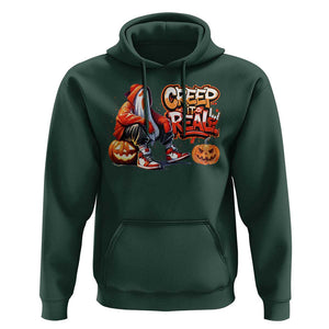 Funny Halloween Hip Hop Hoodie Creep It Real Cool Ghost Old School TS09 Dark Forest Green Print Your Wear