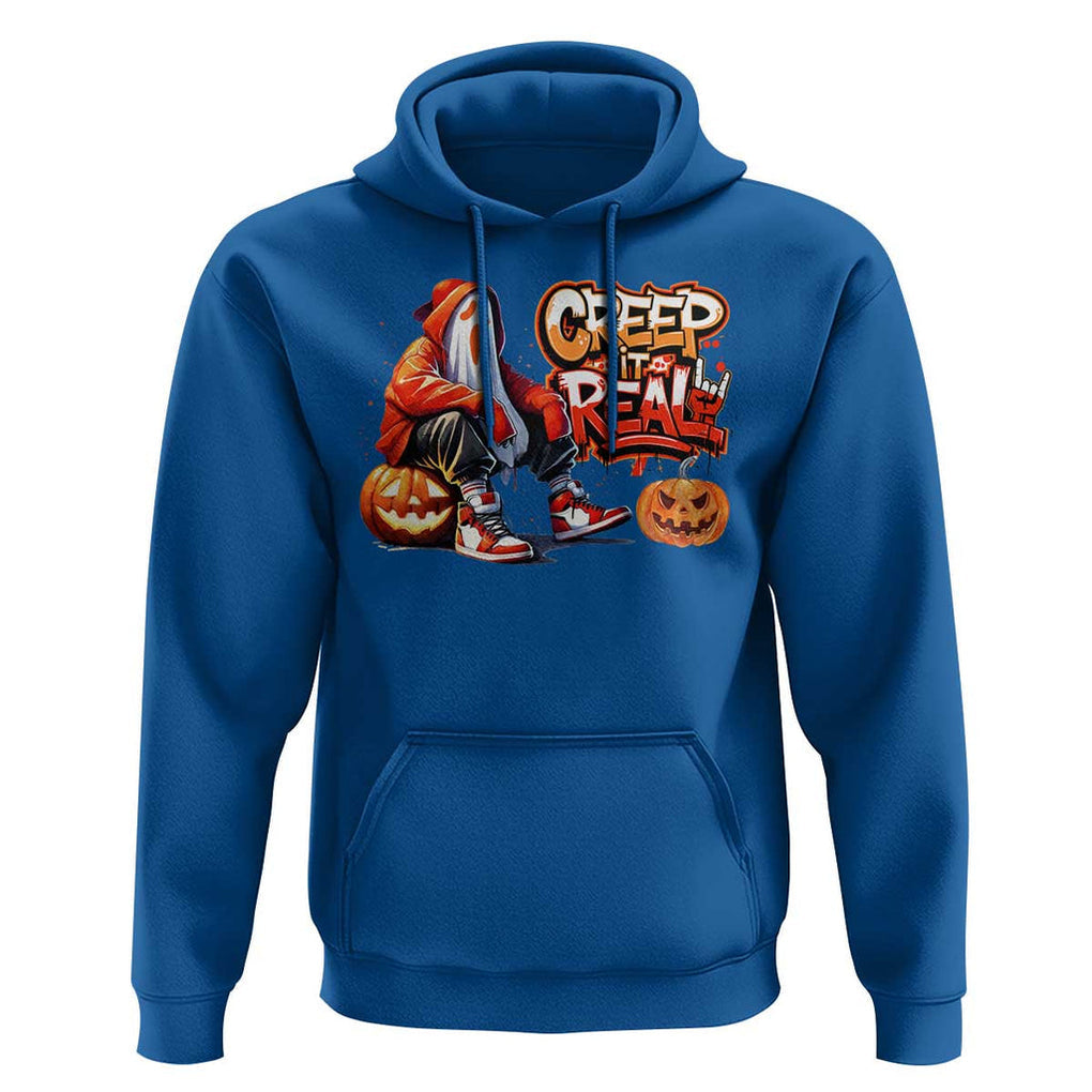 Funny Halloween Hip Hop Hoodie Creep It Real Cool Ghost Old School TS09 Royal Blue Print Your Wear