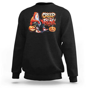 Funny Halloween Hip Hop Sweatshirt Creep It Real Cool Ghost Old School TS09 Black Print Your Wear