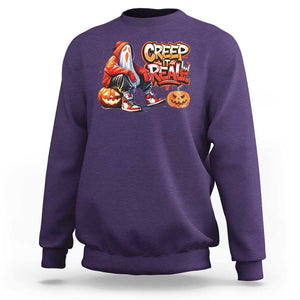 Funny Halloween Hip Hop Sweatshirt Creep It Real Cool Ghost Old School TS09 Purple Print Your Wear