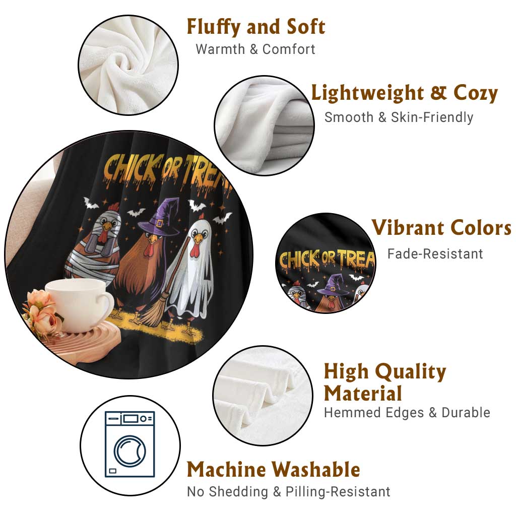 Funny Halloween Throw Blanket Chick Or Treat Spooky Chicken TS09 Print Your Wear