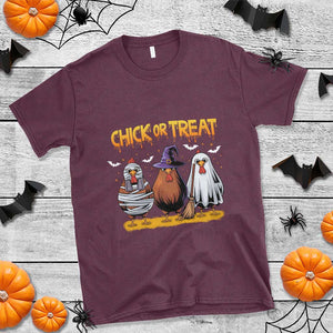 Funny Halloween T Shirt Chick Or Treat Spooky Chicken TS09 Maroon Print Your Wear