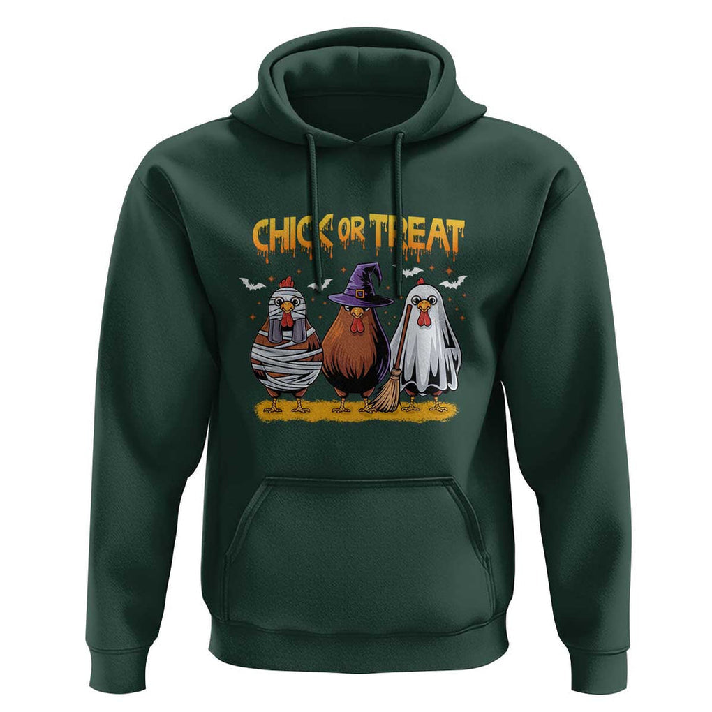 Funny Halloween Hoodie Chick Or Treat Spooky Chicken TS09 Dark Forest Green Print Your Wear