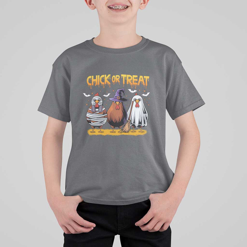 Funny Halloween T Shirt For Kid Chick Or Treat Spooky Chicken TS09 Charcoal Print Your Wear