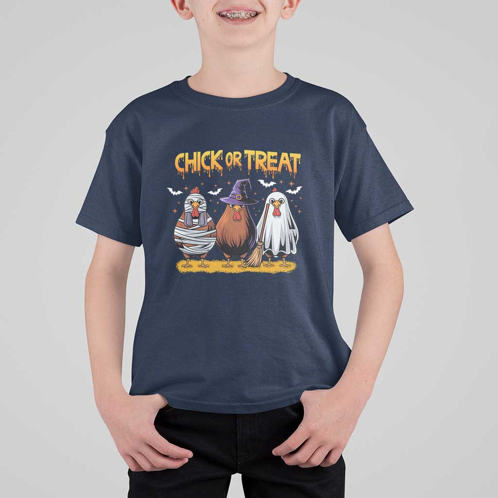 Funny Halloween T Shirt For Kid Chick Or Treat Spooky Chicken TS09 Navy Print Your Wear